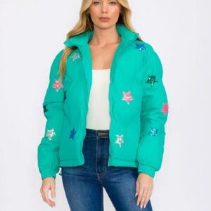 Women's Teal Star-Embellished Jacket